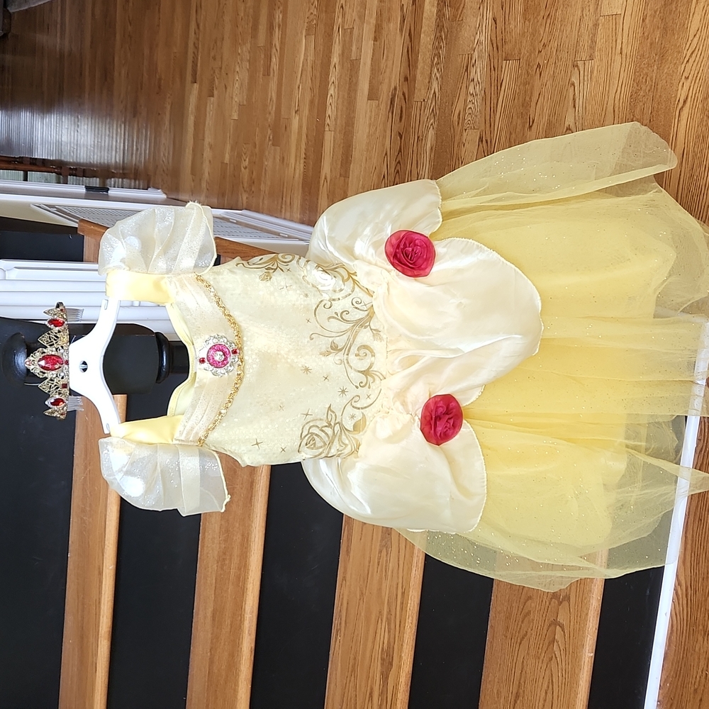 Disney Yellow Princess Belle Dress with Red Rose Accents